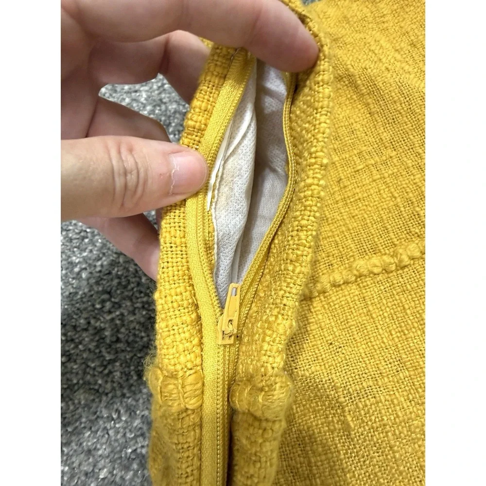 World Market 20x20 Pillow Case Mustard Yellow Textured Oeko-Tex Throw Cover